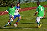 Ondrášovka KP muži – 6. kolo: FK Slavoj Český Krumlov (zelené dresy) – TJ Hluboká nad Vltavou 2:0 (2:0).