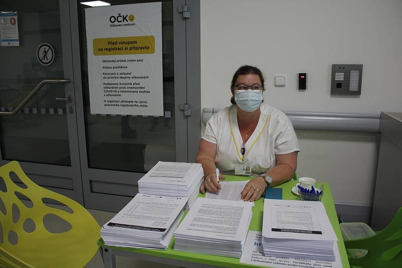 Očkovací centrum v českokrumlovské nemocnici.