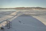 Zamrzlé Lipno na Windy Pointu v Černé v Pošumaví, 14. ledna 2022.