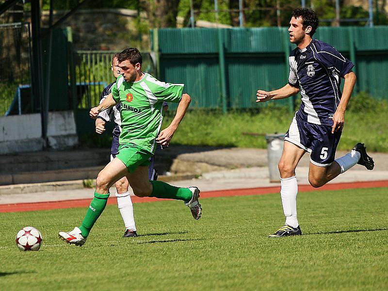 Fotbalové utkání krajského přeboru mužů / FK Slavoj Český Krumlov - FC Chýnov 2:0 (1:0).