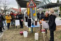 Společný česko-rakouský protest na hranici v Gmündu v neděli 6.2. 2022.