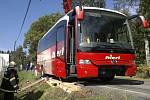 Nehoda autobusu u Kaplice Nádraží. 