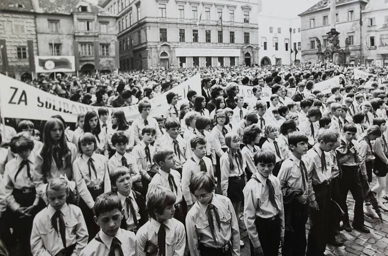Český Krumlov v 70. letech 20. století. Mírová slavnost, 29. 6. 1974.