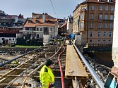 Rekonstrukce Lazebnického mostu v Českém Krumlově 11. března 2024.