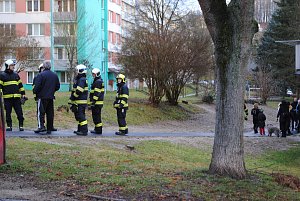 Krumlovští hasiči zasahovali 3. ledna ráno u požáru v pátém patře panelového domu na Plešivci.