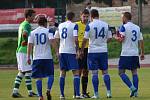 Ondrášovka KP muži – 6. kolo: FK Slavoj Český Krumlov (zelené dresy) – TJ Hluboká nad Vltavou 2:0 (2:0).