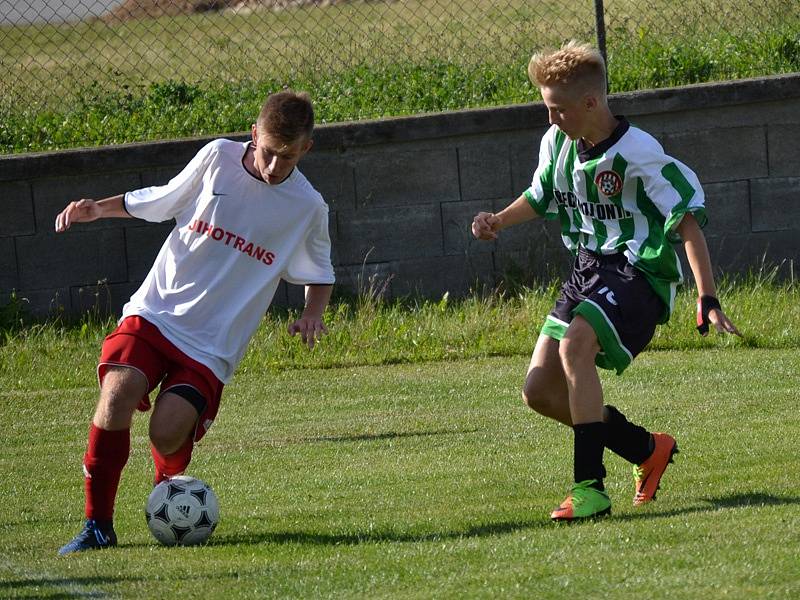 Okresní přebor muži - 22. kolo: Sokol Křemže (bílé dresy) - Hraničář Malonty 6:1 (2:0).