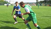 Oblastní I.B třída (skupina A) - 7. kolo (6. hrané). FK Boršov nad Vltavou (zelené dresy) - FK Spartak Kaplice 3:1 (1:0).