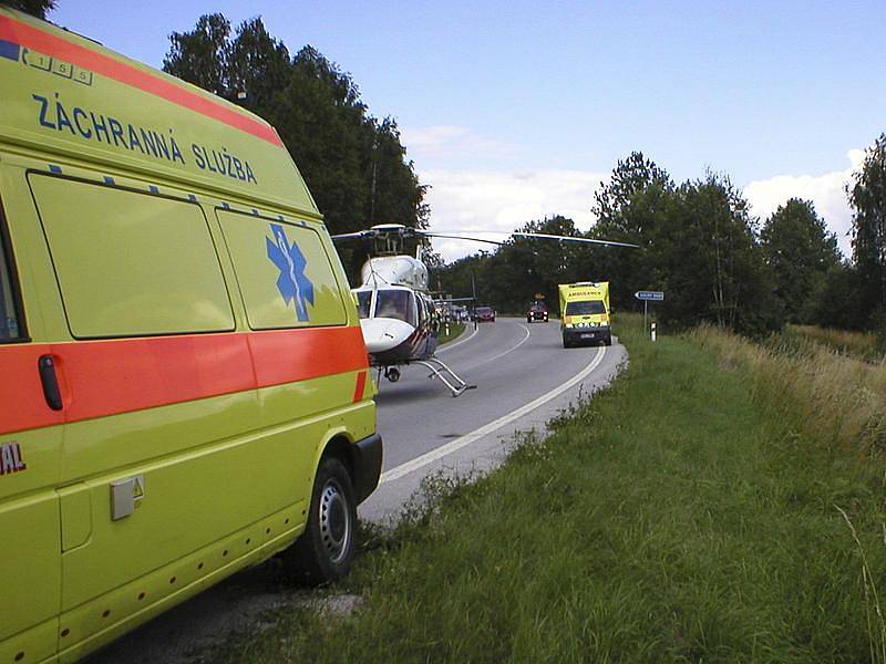 Na pomoc raněným přijeli zdravotnické posádky vozů Trans Hospitalu Frymburk, záchranné služby Český Krumlov a vrtulníku Letecké záchranné služby České Budějovice spolu s hasiči a policií.