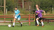Divize ženy – 6. kolo: FK Spartak Kaplice (modré dresy) – TJ Platan Protivín 10:0 (6:0).