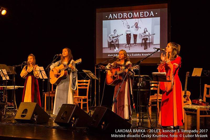 Kamila Máčová vystupuje sólově s kytarou, na klavírních soutěžích i s českokrumlovskou dívčí folkovou kapelou Andromeda.