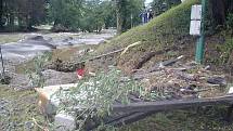 Český Krumlov v srpnových dnech roku 2002, kdy na Český Krumlov přišla potopa