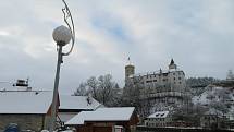 První sněhová nadílka a první adventní neděle v Rožmberku nad Vltavou.