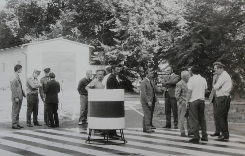 Český Krumlov v 70. letech 20. století. Otevření dětského dopravního hřiště, 1. září 1974.