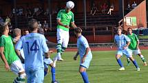 Ondrášovka KP muži – 2. kolo: FK Slavoj Český Krumlov (zelené dresy) – FK Protivín 1:0 (1:0).