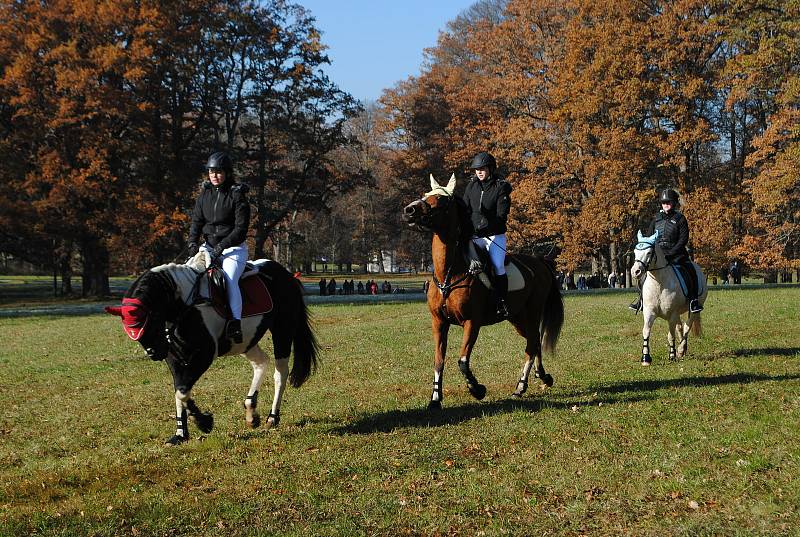 Hubertova jízda v zámeckém parku v Červeném Dvoře.