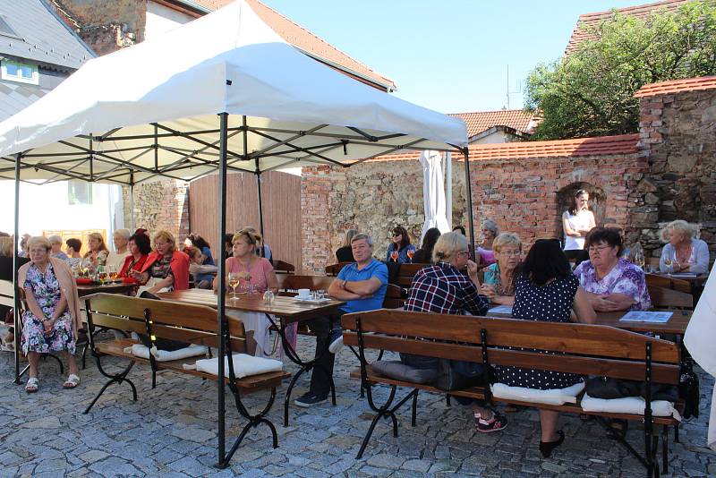 Vernisáž výstavy obrázků Ivy Hüttnerové v kaplické kavárně Kap Café.