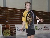Velká naděje křemežského badmintonu - Petr Beran, jenž si z letošního mistrovství České republiky kategorie mladších žáků U13 přivezl do Podkletí tři cenné kovy.