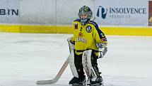 Hokejisté HC Zubr Přerov (v modrém) v "Posledním špílu sezony" profi sým fanouškům. Foto: Deník/Jan Pořízek