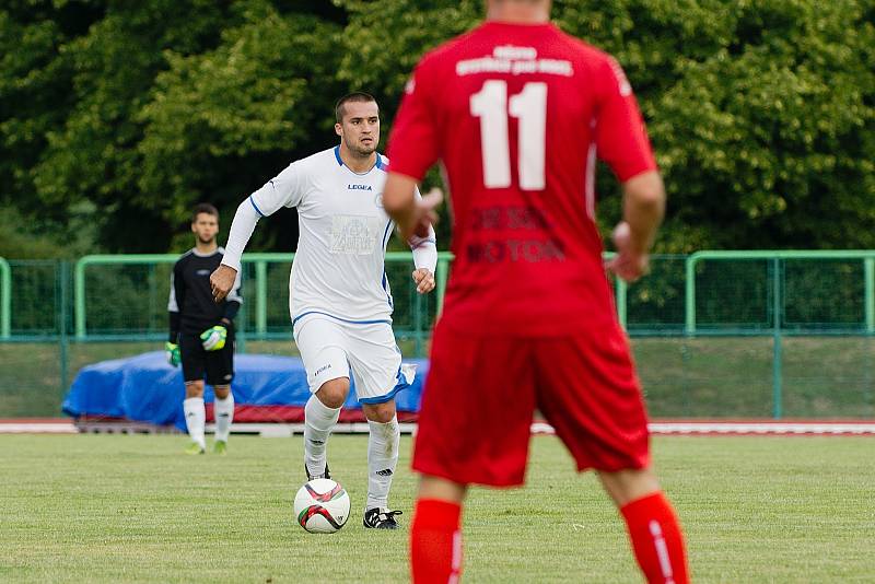 Fotbalisté 1. FC Viktorie Přerov v přípravném zápase s FK Bystřice pod Hostýnem.