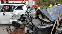 Srážka čtyř aut, při kterém se zranilo sedm osob,  na dálnici D1 u Lipníku nad Bečvou