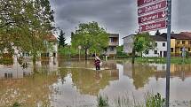 Zaplavené Troubky den poté, středa 19. května odpoledne