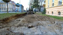 Stavba nové cyklostezky v Palackého ulici v Přerově, 18. října 2021