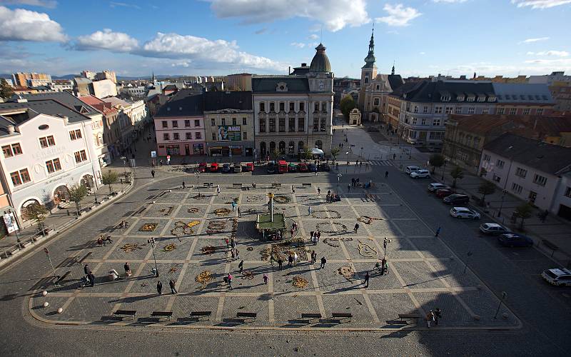 Přírodní koberec na náměstí TGM v Přerově