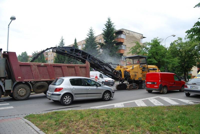 Uzavírka Dvořákovy ulice v Přerově