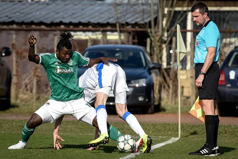 Fotbalový zápas, divize: Heřmanice – Přerov, 30. března 2019 v Ostravě.