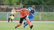 Fotbalisté Přerova (v modrém) v přátelském utkání s 1. HFK Olomouc