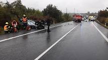 Vážná nehoda dvou osobních aut u Lipníka nad Bečvou na komunikaci směr Dolní Újezd, 27. září 2022