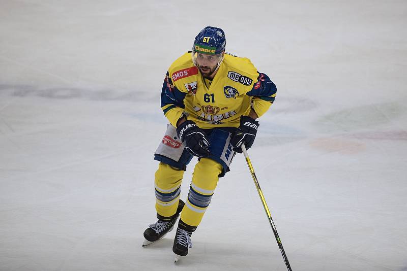 Utkání 2. kola hokejové Chance ligy mezi HC Zubr Přerov a SK Horácká Slavia Třebíč (5:2). Jakub Svoboda