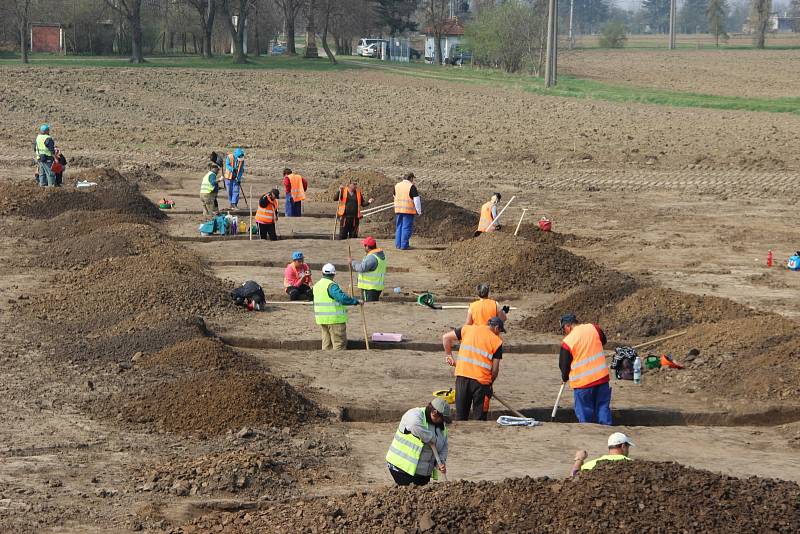 Archeologové začali bádat v místě trasy dálnice D1 mezi Říkovicemi a Přerovem. V současné době probíhá intenzivní výzkum u Dluhonic, intenzivní doklady osídlení ale očekávají badatelé o něco dál - v Předmostí.