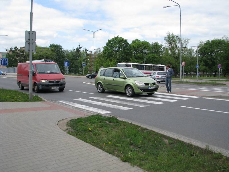 Problémový přechod pro chodce v blízkosti ubytovny Chemik v ulici Velké Novosady v Přerově