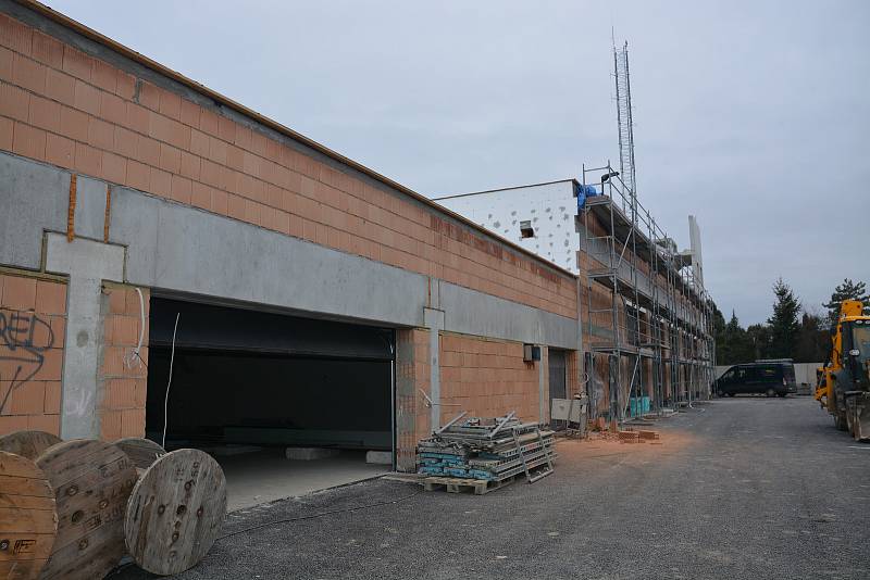 Stavba nové hasičská zbrojnice a tréninkového areálu v ulici 9. května v Přerově. Polovina února 2020
