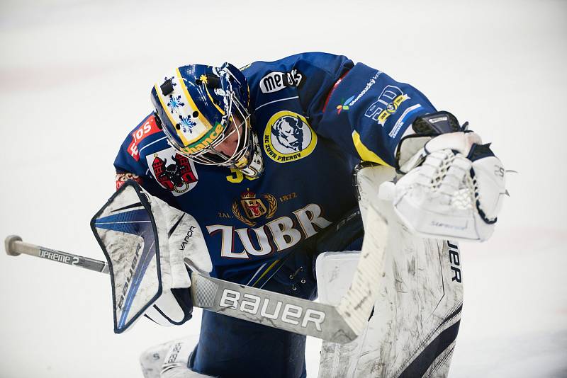 Čtvrté utkání čtvrtfinále play-off hokejové Chance ligy mezi HC Zubr Přerov a Rytíři Kladno. Radost Lukáše Klimeše