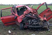 Následky tragické nehody u Říkovic na sjezdu z dálnice D1 ve směru Kroměříž – Přerov