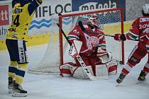 Hokejisté Přerova proti HC Slavia Praha (3:2 po nájezdech).