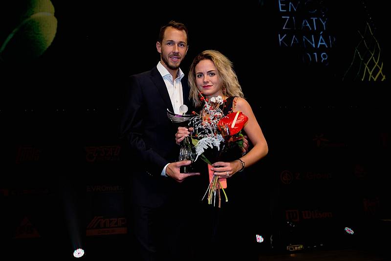 Lukáš Rosol a Petra Kubinová. Galavečer k anketě Zlatý kanár 2018 v hale TJ Spartak Přerov.