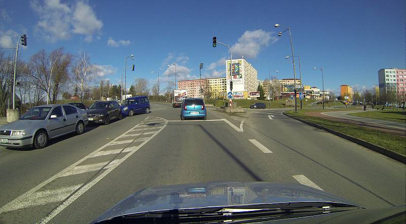 Dopravní situace na křižovatce Velká Dlážka - Polní v Přerově