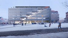 Vizualizace přestavby nevzhledné administrativní budovy na náměstí T. G. Masaryka v Přerově, vznikne tam nové sídlo magistrátu