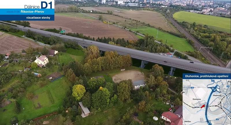 Vizualizace dálnice D1 u Přerova - záběr z videoprezentace ŘSD