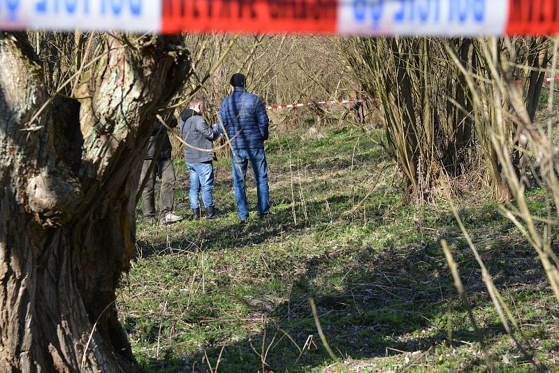 Lesík ve Lhotce u Přerova, kde byla 31. března 2019 vpodvečer nalezena mrtvola novorozence, pročesávali následující den policisté