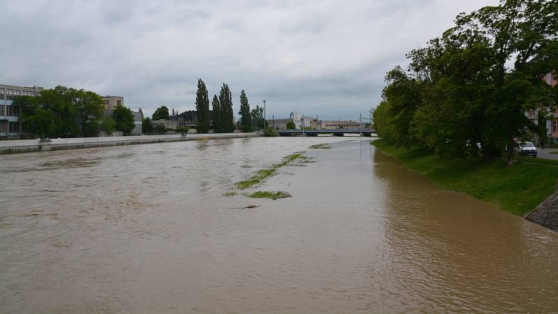 Řeka Bečva v Přerově ve čtvrtek 23.5.2019 ráno