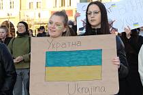 Demonstrace na podporu Ukrajiny na Masarykově náměstí v Přerově - 2. 3. 2022