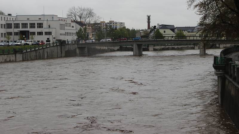 Bečva v Přerově 28. dubna 2017 odpoledne