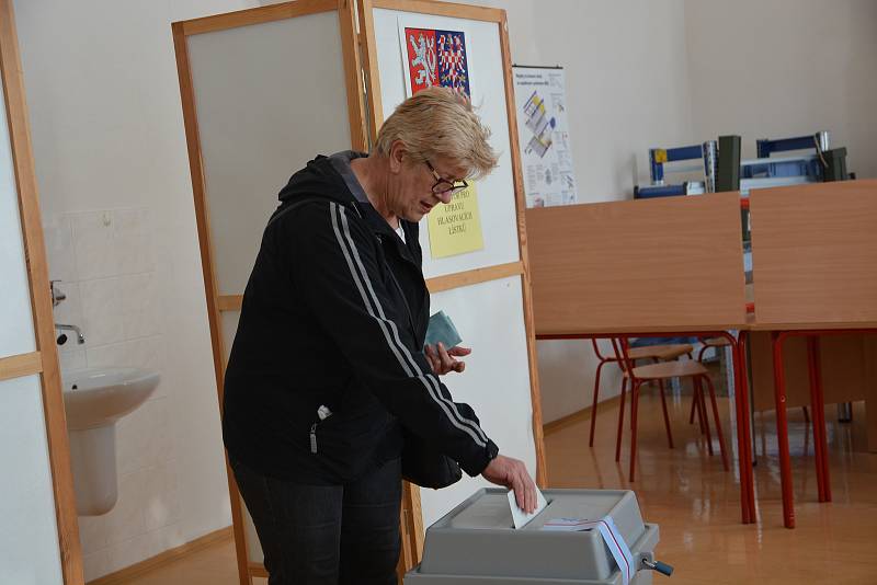 Eurovolby 2019: volební okrsky v budově Vysoké školy logistiky v Přerově