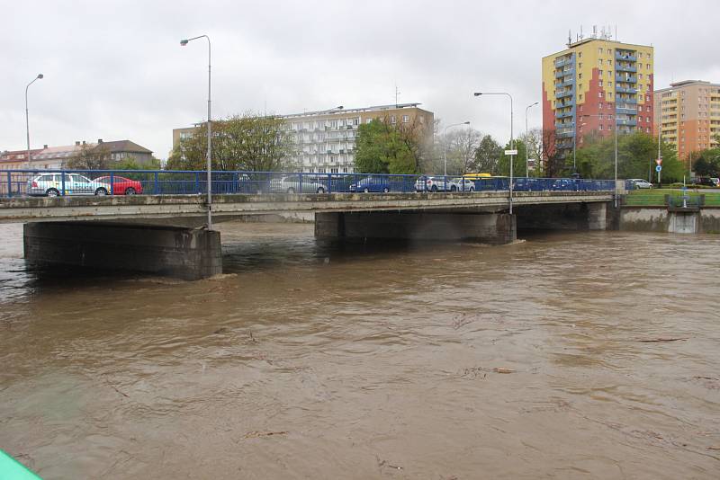 Bečva v Přerově 28. dubna 2017 odpoledne