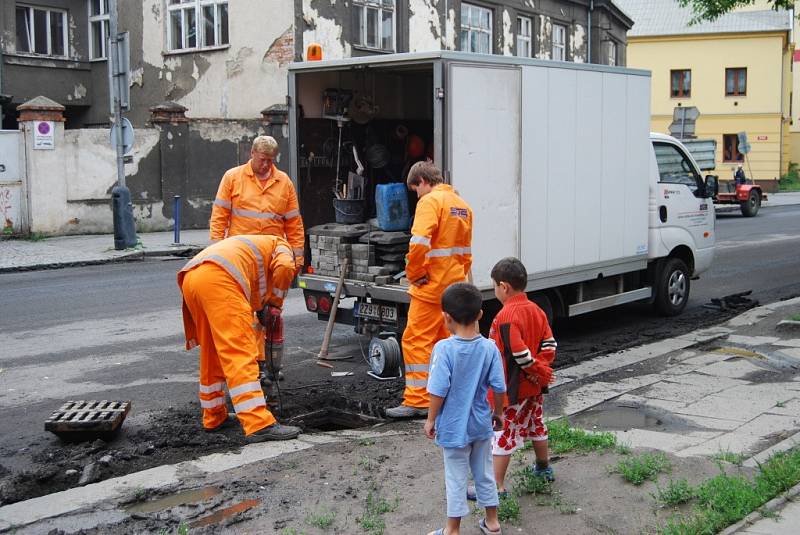 Opravy v Husově ulici u nádraží v Přerově